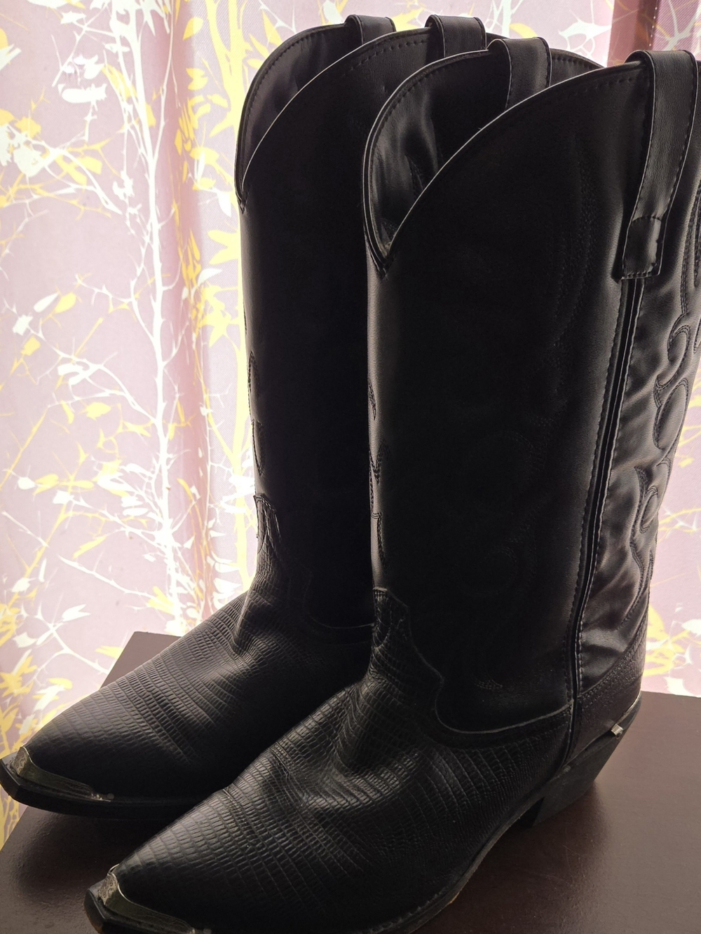 Men's Atlanta Laredo 68085, Size 12 EW, Western Lizard Print Boots, Black